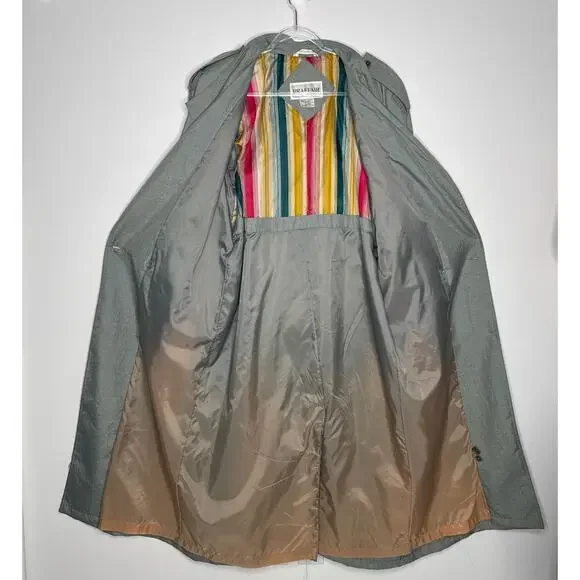 Vintage 1980s Braefair Sage Green Belted Trench Coat Large